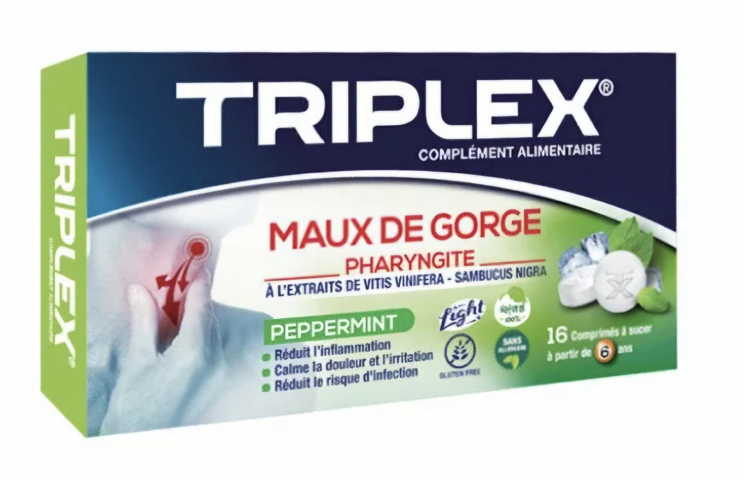 TRIPLEX MAUX DE GORGE MENTHE BT/16