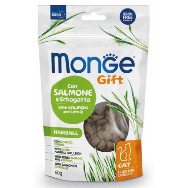 MONGE GIFT CAT HAIRB SALM/CATNIP 60